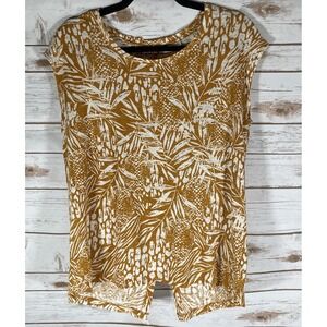 Christian Siriano New York Women's Med Linen‎ Blend Sleeveless Blouse Tropical